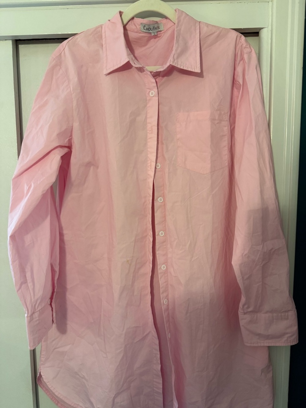 Pink womens Classic Button-Down Shirt